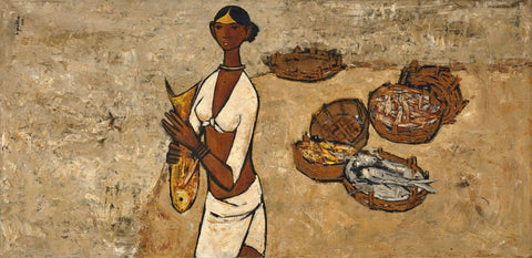 A Good Catch - B Prabha - Indian Art Painting by B. Prabha