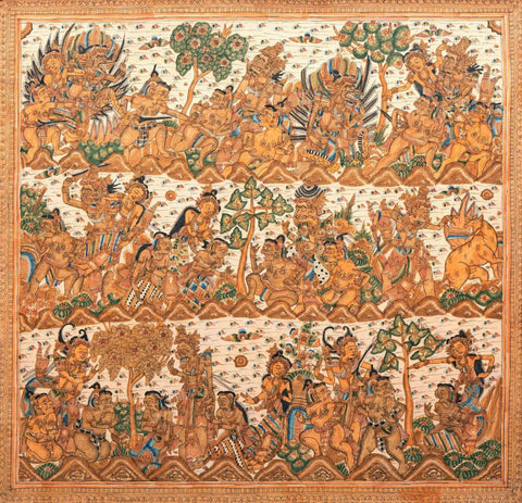 A Scene From The Ramayana - Kamasan School - Vintage Balinese Art by Kritanta Vala