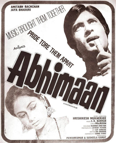 Abhimaan - Amitabh Bachchan Jaya Bhaduri - Bollywood Hindi Movie Poster by Tallenge
