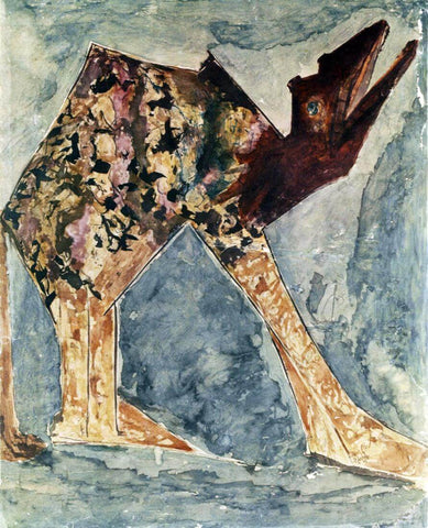 Agonised Cry - Rabindranath Tagore - Bengal School - Indian Art Painting by Rabindranath Tagore