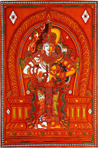 Ardhanarishwara - Shiva (Male) And Shakti (Female) - Kerala Mural Art - Posters by Tallenge