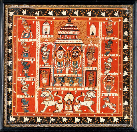 Balarama Subhadra and Jagannath (Krishna) In The Jagannath Temple At Puri - Vintage Indian Art