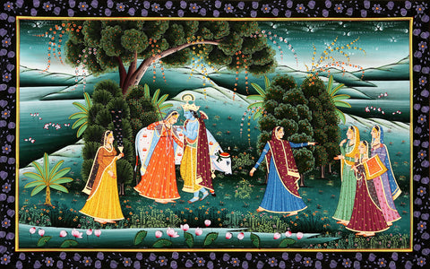 Beautiful Krishna Adorns His Beloved Radha