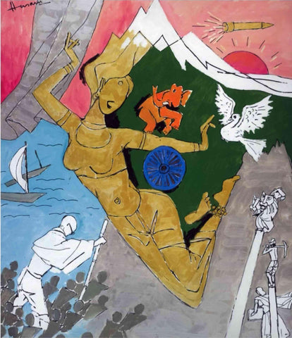 Bharat Mata - Maqbool Fida Husain Painting - Life Size Posters by M F Husain