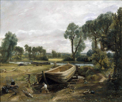 Boat Building Near Flatford Mill - John Constable - English Rural Idyllic Painting by John Constable