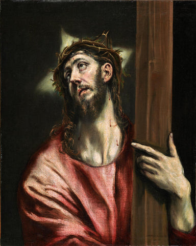Christ with the Cross (Cristo Abrazando Cruz) - Greco - Christian Art Painting - Life Size Posters by El Greco