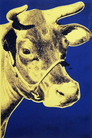 Cow (Yellow On Blue) - Andy Warhol - Pop Art Painting by Andy Warhol