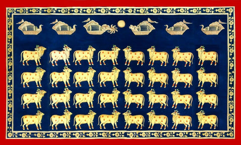 Cows -  Krishna Pichwai Indian Painting by Pichwai Art