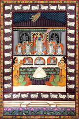 Darshan Of Shrinathji  - Indian Krishna Pichwai Art Painting