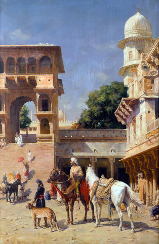 Departing For The Hunt - Edwin Lord Weeks - Orientalist Art Painting Of India - Life Size Posters by Edwin Lord Weeks