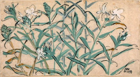 Dolan Champa Flowers - Benode Behari Mukherjee - Bengal School Indian Art Painting by Benode Behari Mukherjee