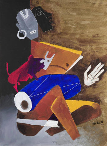 Drummer - M F Husain - Figurative Musician Painting by M F Husain