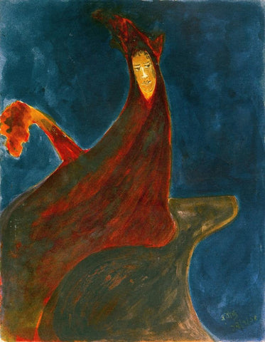 Figure I - Rabindranath Tagore - Bengal School - Indian Art Painting by Rabindranath Tagore