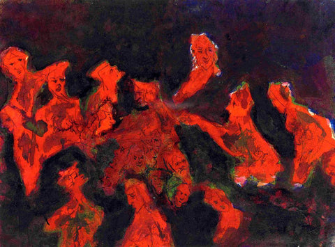 Figures I - Rabindranath Tagore - Bengal School - Indian Art Painting by Rabindranath Tagore