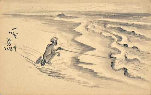 Fisherman on the Shore - Nandalal Bose - Life Size Posters by Nandalal Bose