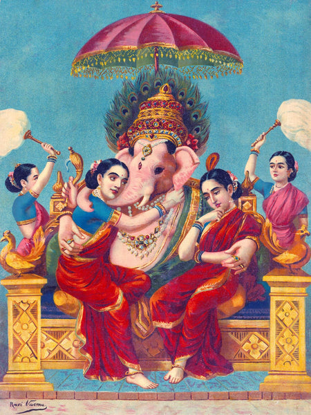 Ganesha with conserts Riddi and Siddi - Life Size Posters