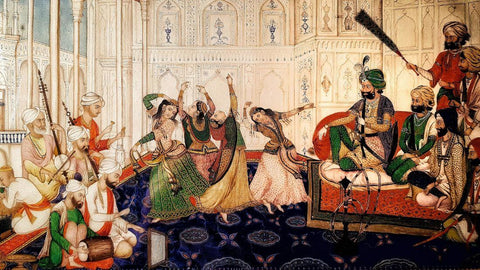 Gulab Singhs Nautch Girls - Bishan Singh Masterpiece - Vintage Punjab School Art - Sikh Royalty Painting by Tallenge
