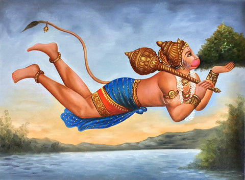 Hanuman Sanjeevani - Ramayan Painting - Framed Prints