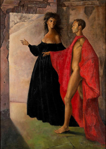 In the Tower (Dans La Tour) - Leonor Fini - Surrealist Art Painting by Leonor Fini