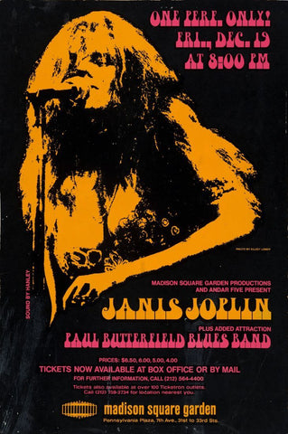 Janis Joplin - 1969 Madison Square Garden, New York - - Vintage Rock Concert Poster by Tallenge Store