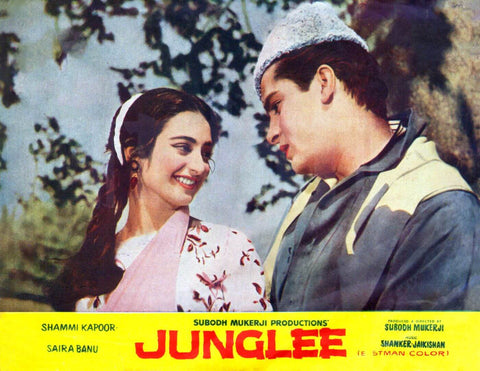 Junglee - Shammi Kapoor  Saira Banu - Classic Bollywood Hindi Movie Vintage Poster by Tallenge Store