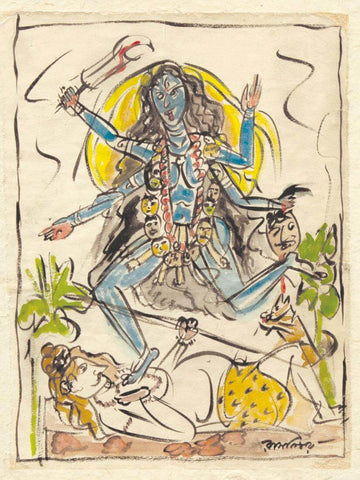 Kali - Ramkinkar Baij - Bengal School - Famous Indian Painting by Ramkinkar Baij