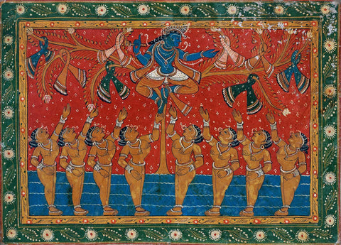 Krishna And The Gopis - 19th Century Pattachitra Painting Odisha - Life Size Posters by Krishna Pichwai