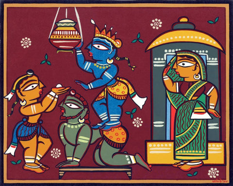 Krishna Maakhan Chor - Jamini Roy - Bengal School Art Painting by Jamini Roy