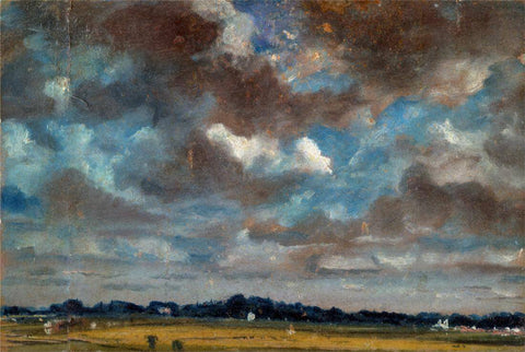 Landscape  With Grey Clouds - John Constable - English Countryside Painting by John Constable