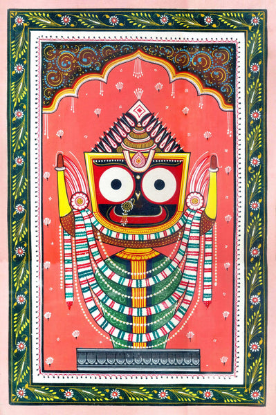 Lord Jagannath In Shringar - Pattachitra Folk Art Of Odhisa Painting - Framed Prints