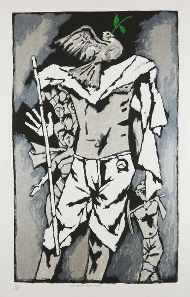 Mahatma Gandhi (Bapu) Peace Dove - Maqbool Fida Husain - Art Prints