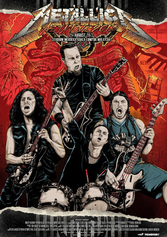Metallica - Live In Concert - Kuala Lumpur Malaysia 2013 - Rock and Metal Music Concert Poster - Life Size Posters by Tallenge Store