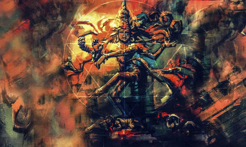 Nataraj - Lord Shiva As Divine Tandav Dancer - Contemporary Indian Art Painting - Framed Prints
