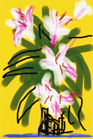 No 121 (Vase With Flowers) - David Hockney iPhone Drawing - Life Size Posters by David Hockney