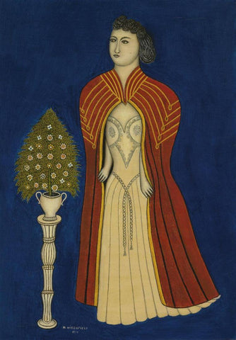 Opera Girl (Cappa Da Opera) - Morris Hirschfield - Folk Art Painting by Morris Hirshfield