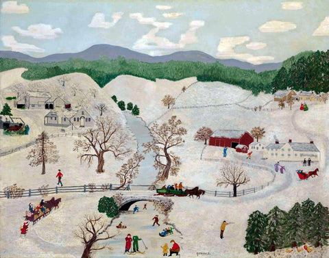 Over The River To Grandmas House - Grandma Moses (Anna Mary Robertson) - Folk Art Painting by Grandma Moses