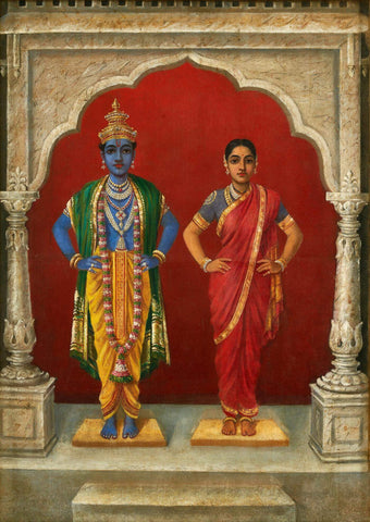 Pandurangavittal and Rakhumaye (Vitthal Krishna And Rukmini) - Raja Ravi Varma Painting by Raja Ravi Varma