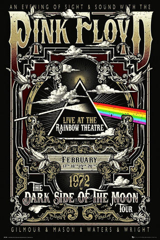 Pink Floyd - Dark Side Of the Moon 1972 Concert at the Rainbow Theatre - Live Concert Poster by Tallenge Store