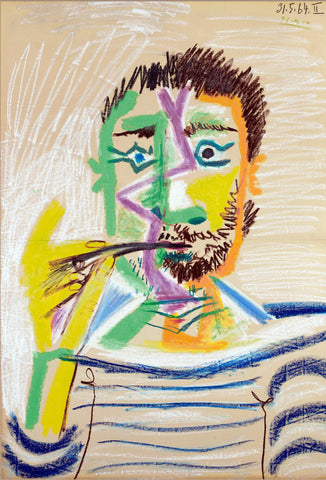 Portrait Of A Man With A Cigarette (Buste Homme A La Cigarette) - Pablo Picasso Painting - Life Size Posters by Pablo Picasso