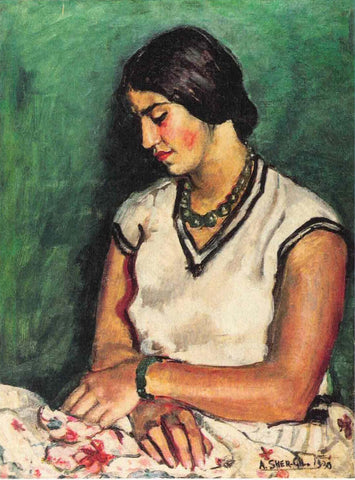 Portrait Of My Sister - Amrita Sher-Gil - Early Works - Canvas Prints by Amrita Sher-Gil