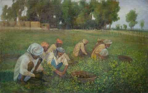 Potato Harvesters - Allah Bux - Indian Masters Painting - Canvas Prints by Ustad Allah Bux
