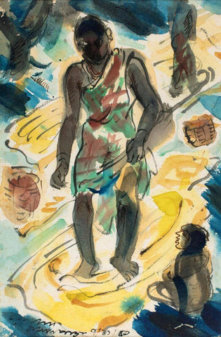 Potter Woman - Ramkinkar Baij - Bengal School - Indian Painting - Canvas Prints by Ramkinkar Baij