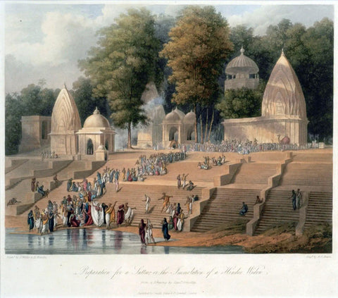 Preparation For A Sati - Captain Robert M Grindlay -  Vintage Orientalist Painting Of India - Canvas Prints by Robert Melville Grindlay