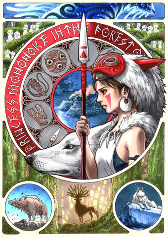 Princess Mononoke - Studio Ghibli - Fan Art Poster - Life Size Posters by Tallenge