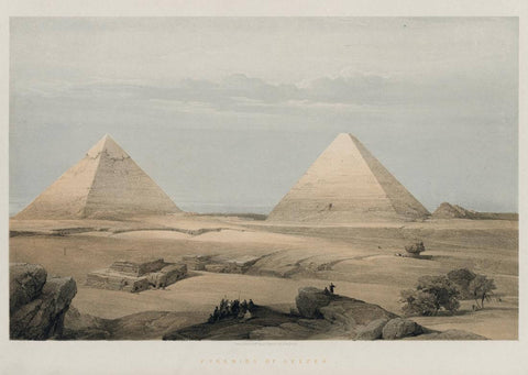 Pyramids Of Giza - Louis Haghe - Vintage Orientalist Painting Of Egypt - Canvas Prints by Louis Haghe