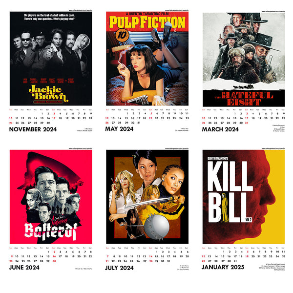 2024 Wall Calendar Quentin Tarantino Movie Calendar Hollywood