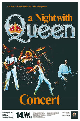 Queen – Frankfurt 1977 Concert Poster by Tallenge Store