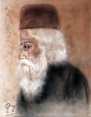 Rabindranath Tagore Portrait - Gaganendranath Tagore - Bengal School - Indian Art Painting 2 by Gaganendranath Tagore