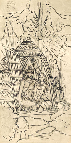 Ram Sita And Lakshman In The Dandaka Forest  - Nandalal Bose - Bengal School - Famous Indian Ramayan Painting - Life Size Posters by Nandalal Bose