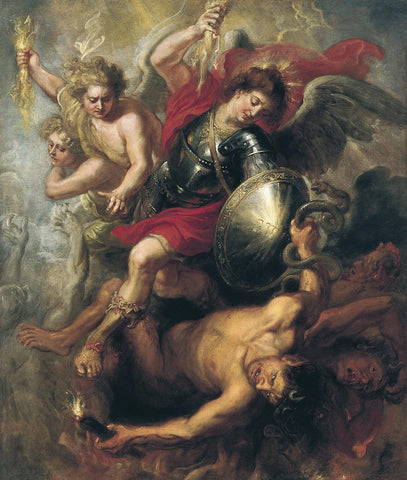 Saint Michael Expelling Lucifer And The Rebel Angels - Peter Paul  Rubens - Christian Art Painting - Life Size Posters by Peter Paul Rubens